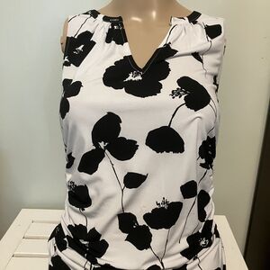 Avenue Black and White Floral Blouse